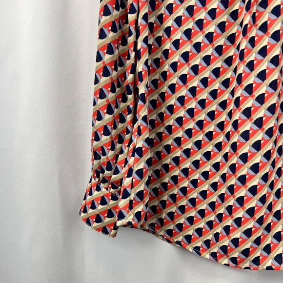 Annabella Womens Round Neck Pullover Blouse Long Sleeve Multicolor Geometric L - Picture 4 of 10